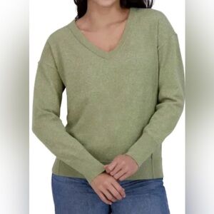 NEW Lucky Brand Women's XL Green V-Neck Pullover Sweater